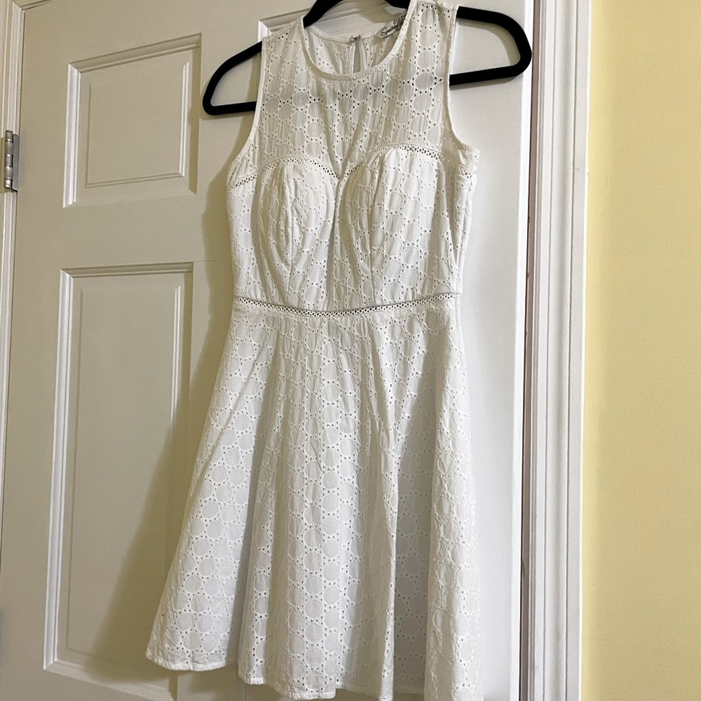 Speckles Macys size 1 white eyelet dress graduation summer neutral coastal